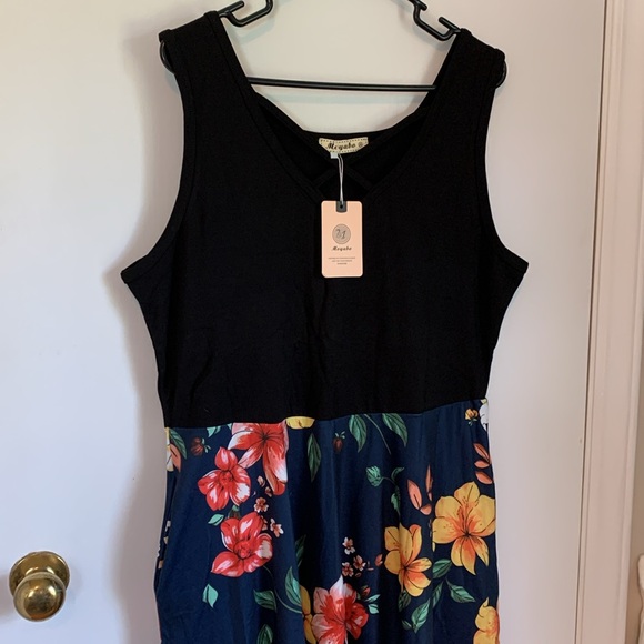 Women's Elegant V-Neck - Casual Sleeveless Summer Dress with Pockets -runs small - Picture 3 of 7